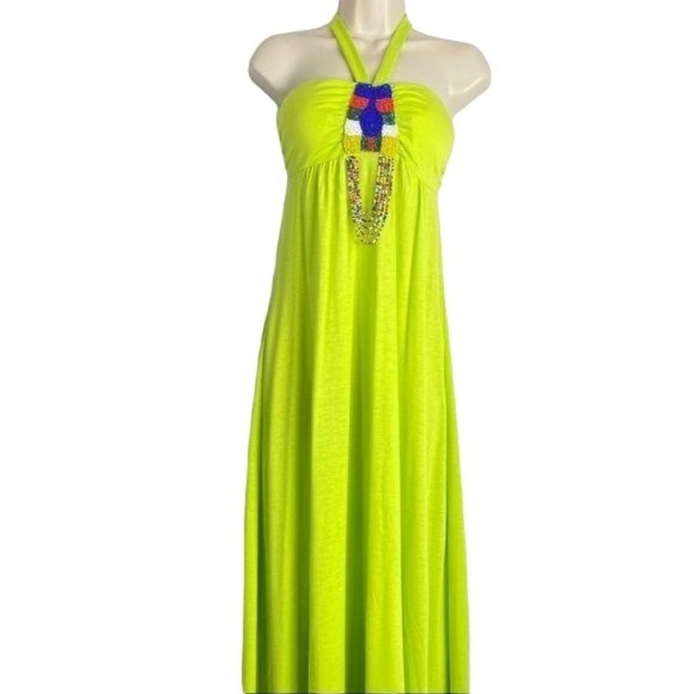 4/$25 Made For Me To‎ Look Amazing Dress Maxi Beaded Halter Womens Junior Sz M